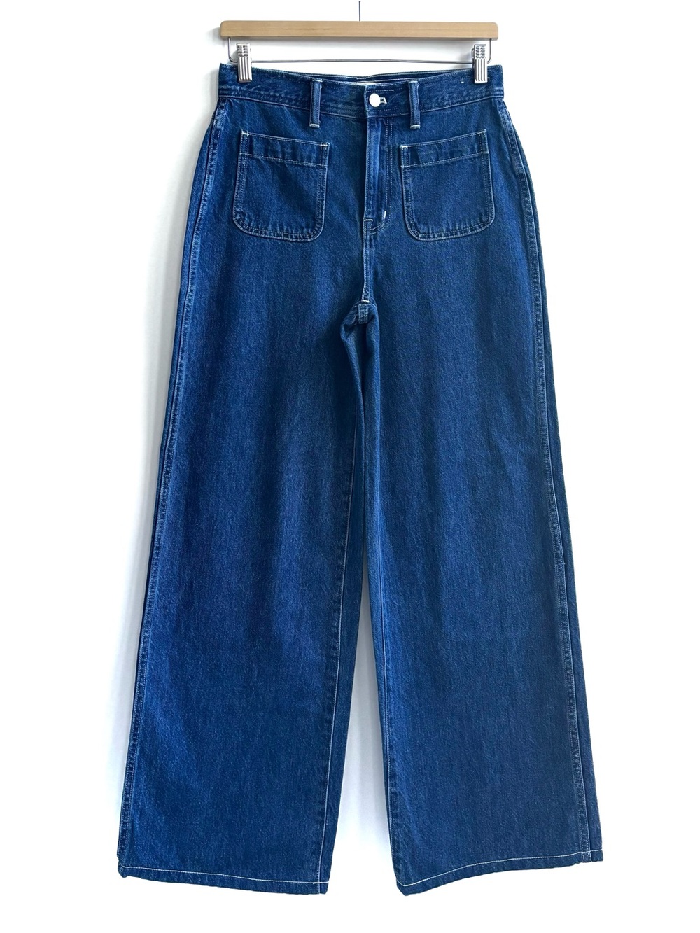 Madewell Super Wide-Leg Jeans High Waisted in Dark Blue Denim Size 25